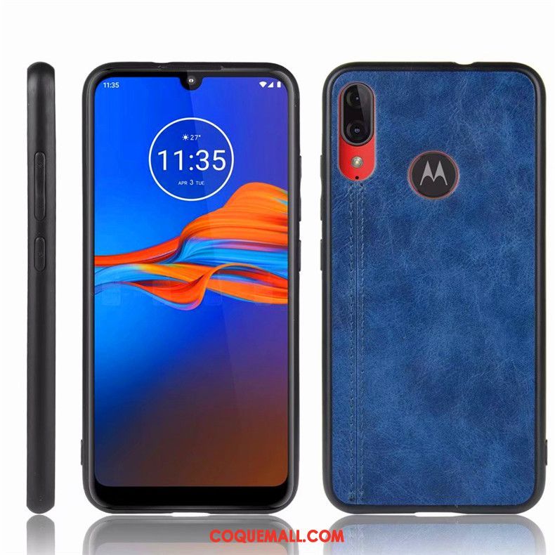 Étui Moto E6 Plus Bleu Simple Incassable, Coque Moto E6 Plus Protection Téléphone Portable