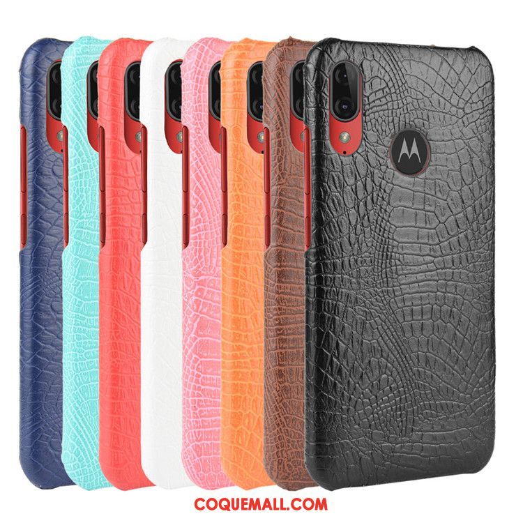 Étui Moto E6 Plus Modèle Fleurie Tendance Noir, Coque Moto E6 Plus Protection Crocodile