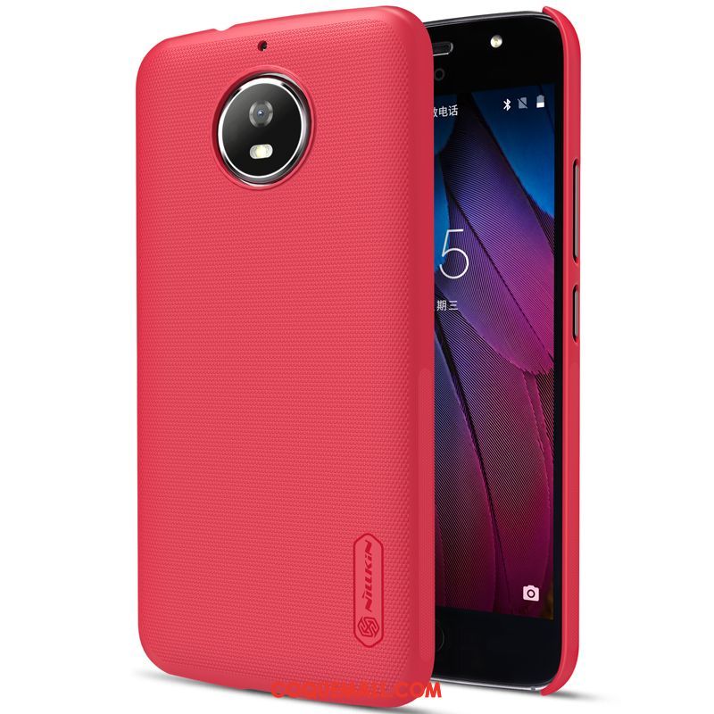 Étui Moto G5s Téléphone Portable Délavé En Daim Incassable, Coque Moto G5s Rouge Protection