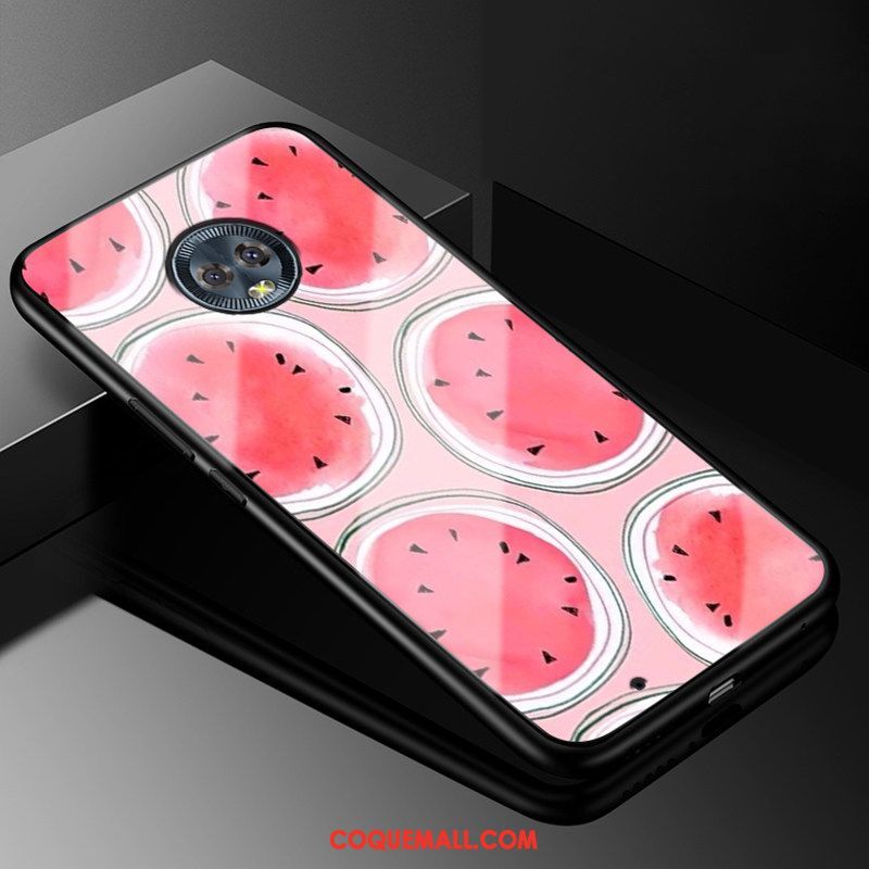 Étui Moto G6 Bleu Protection Dessin Animé, Coque Moto G6 Fluide Doux Rose