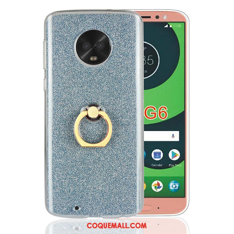 Étui Moto G6 Incassable Fluide Doux Bleu, Coque Moto G6 Support Bleu