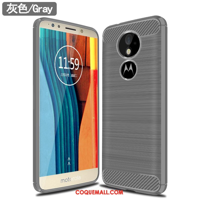 Étui Moto G6 Play Fibre Incassable Clair, Coque Moto G6 Play Silicone Gris