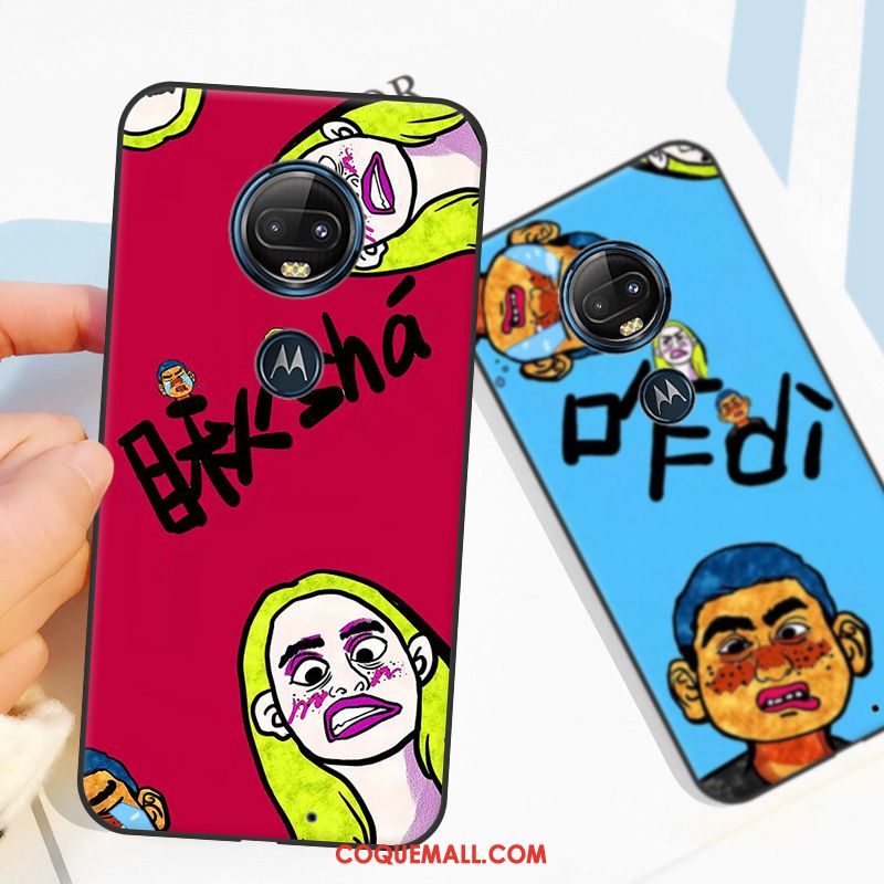 Étui Moto G7 Créatif Dessin Animé Drôle, Coque Moto G7 Rouge Téléphone Portable