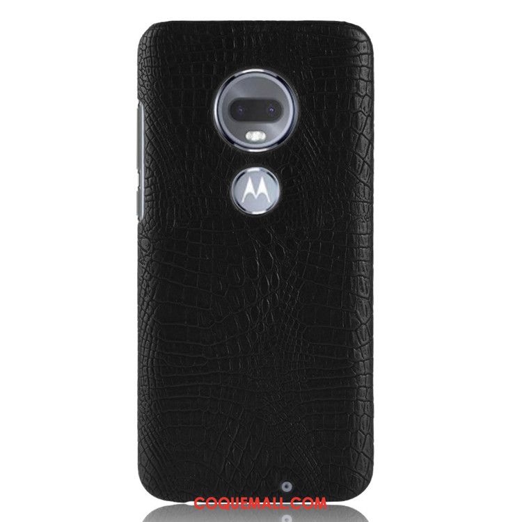 Étui Moto G7 Modèle Fleurie Noir Téléphone Portable, Coque Moto G7 Crocodile Difficile