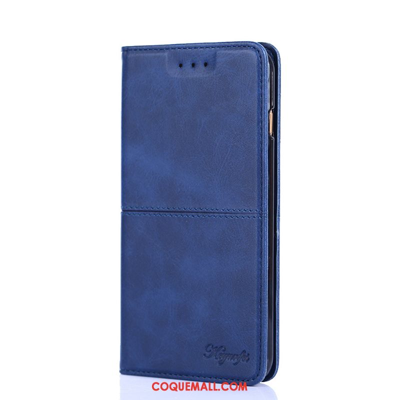 Étui Moto G7 Play Bovins Modèle Fleurie Bleu, Coque Moto G7 Play Téléphone Portable Support