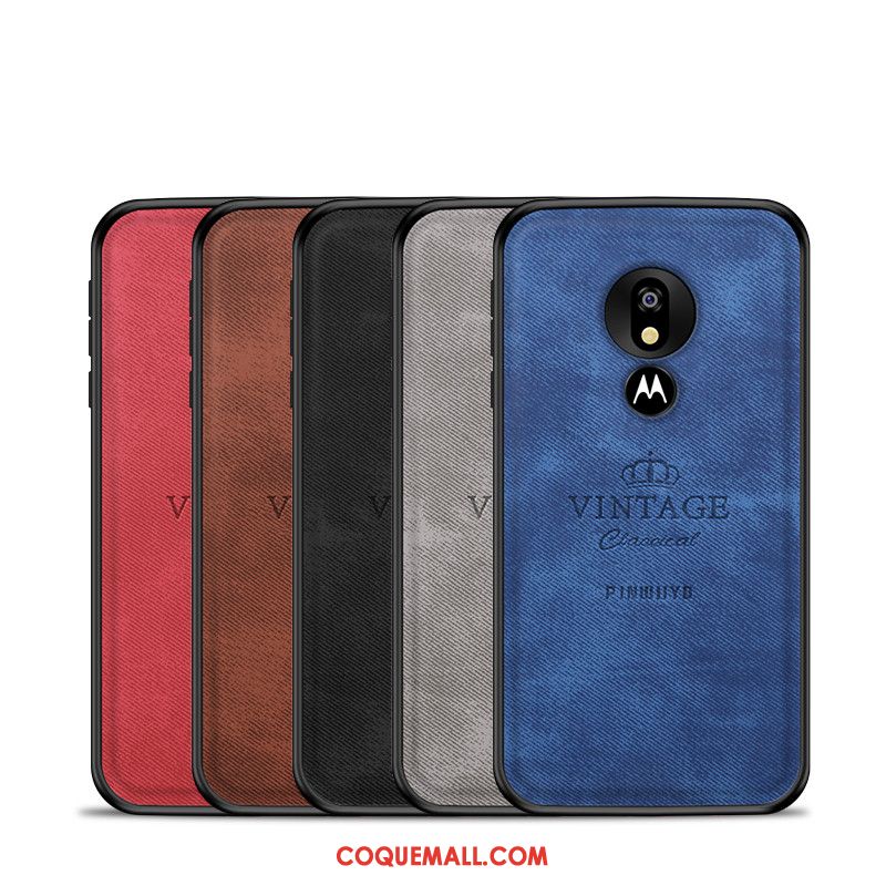 Étui Moto G7 Play Tout Compris Modèle Fleurie Europe, Coque Moto G7 Play Tissu Bleu