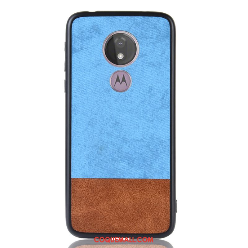 Étui Moto G7 Power Bleu Europe Téléphone Portable, Coque Moto G7 Power Protection Couture Couleurs