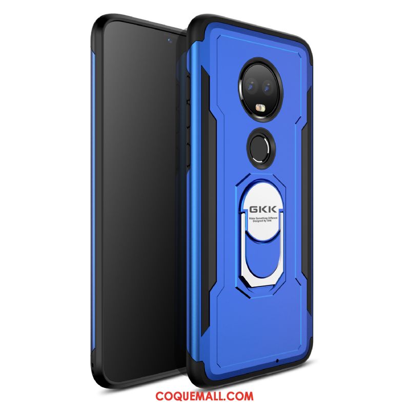 Étui Moto G7 Protection Incassable Bleu, Coque Moto G7 Téléphone Portable Pu