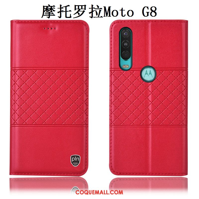 Étui Moto G8 Incassable Rouge Protection, Coque Moto G8 Tout Compris Téléphone Portable