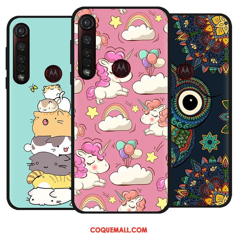 Étui Moto G8 Plus Chaud Dessin Animé Téléphone Portable, Coque Moto G8 Plus Tissu Peinture