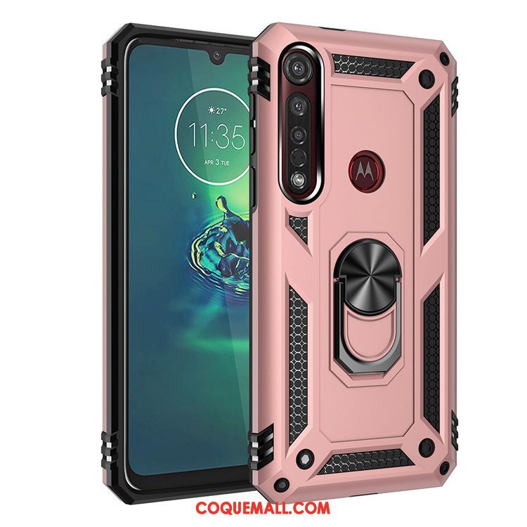 Étui Moto G8 Plus Fluide Doux Support Téléphone Portable, Coque Moto G8 Plus Rose Protection