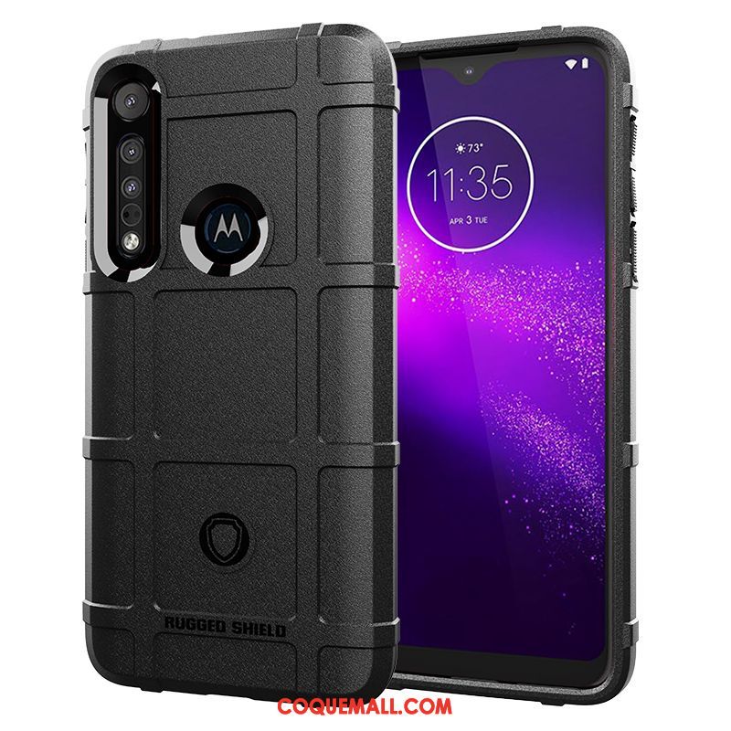 Étui Moto G8 Plus Épaissir Téléphone Portable Noir, Coque Moto G8 Plus Silicone Protection