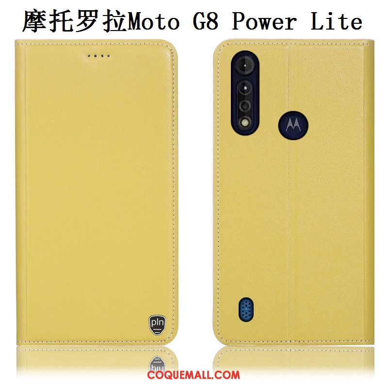 Étui Moto G8 Power Lite Incassable Protection Modèle Fleurie, Coque Moto G8 Power Lite Téléphone Portable Jaune