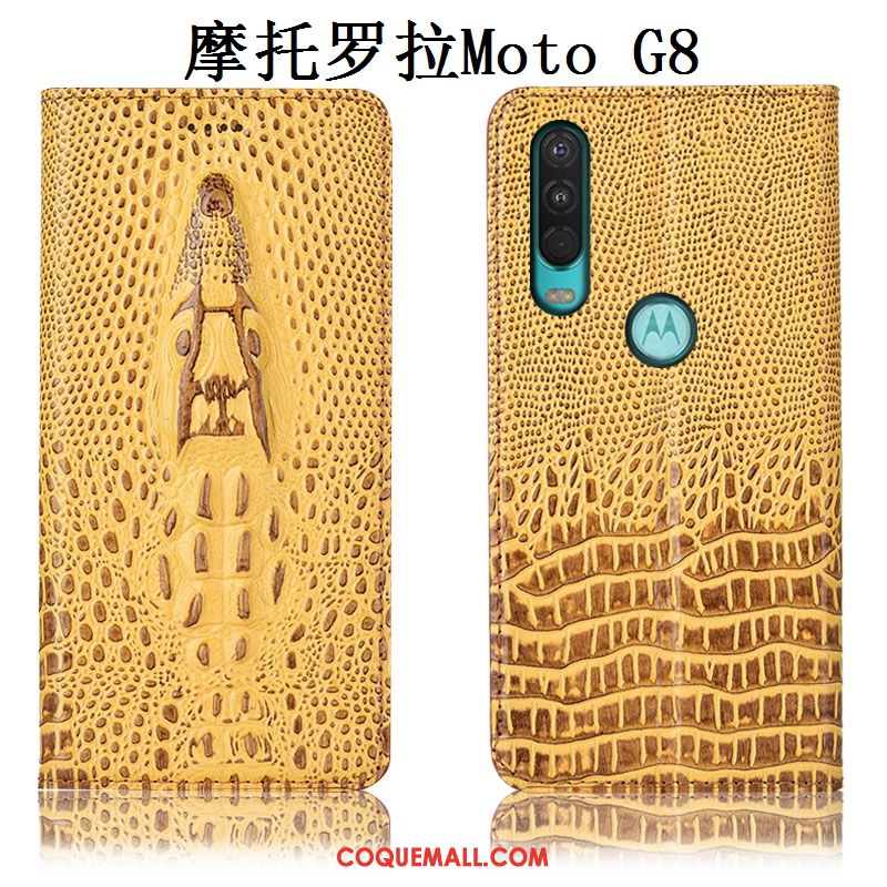 Étui Moto G8 Protection Incassable Téléphone Portable, Coque Moto G8 Tout Compris Jaune