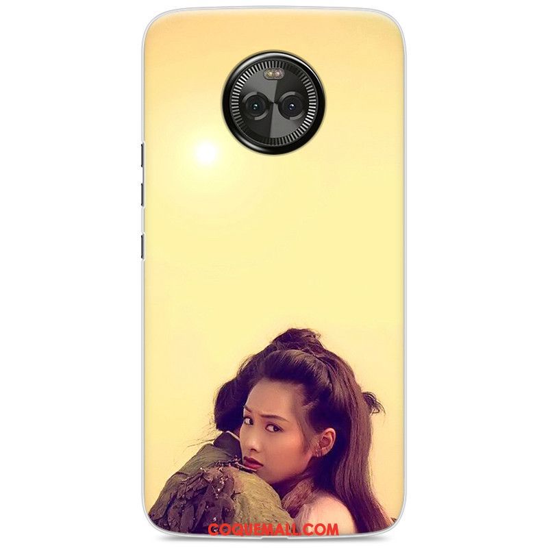 Étui Moto X4 Fluide Doux Silicone Style Chinois, Coque Moto X4 Tout Compris Jaune Beige