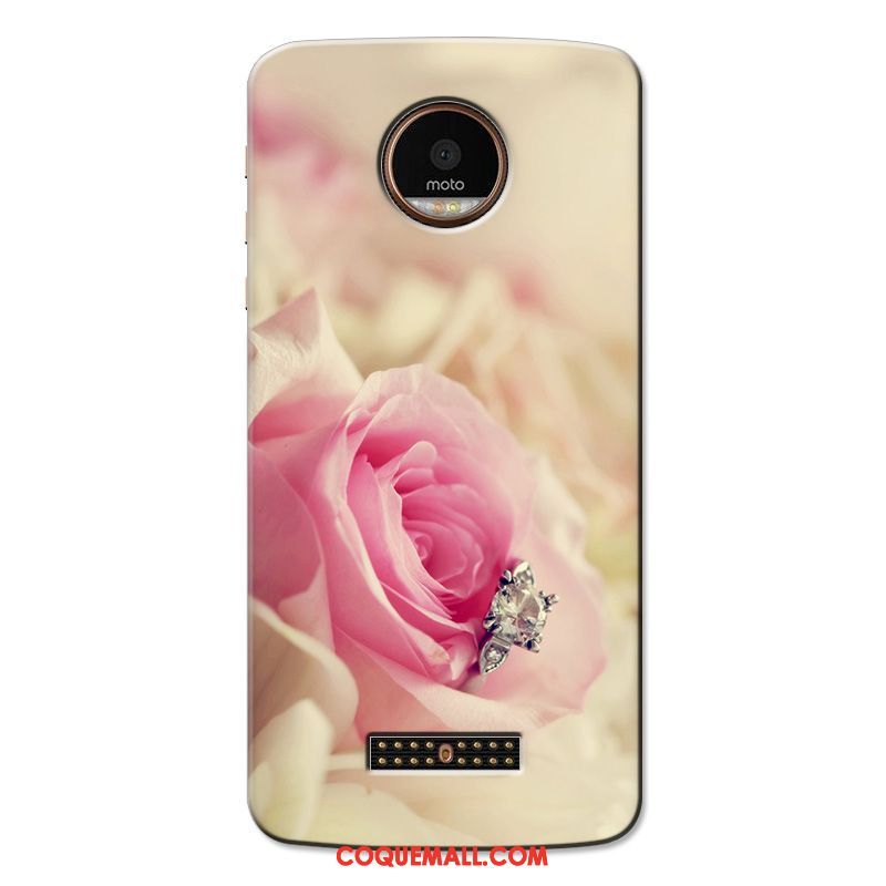 Étui Moto X4 Peinture Protection Fluide Doux, Coque Moto X4 Rose Téléphone Portable