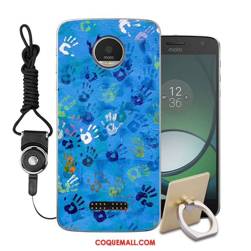 Étui Moto Z2 Play Fluide Doux Peinture Bleu, Coque Moto Z2 Play Incassable Téléphone Portable