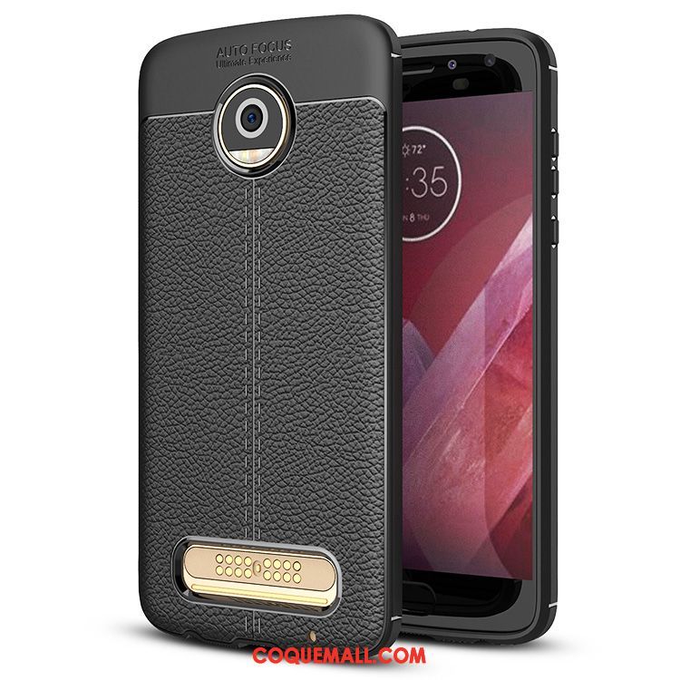 Étui Moto Z2 Play Silicone Bleu Épaissir, Coque Moto Z2 Play Incassable Noir