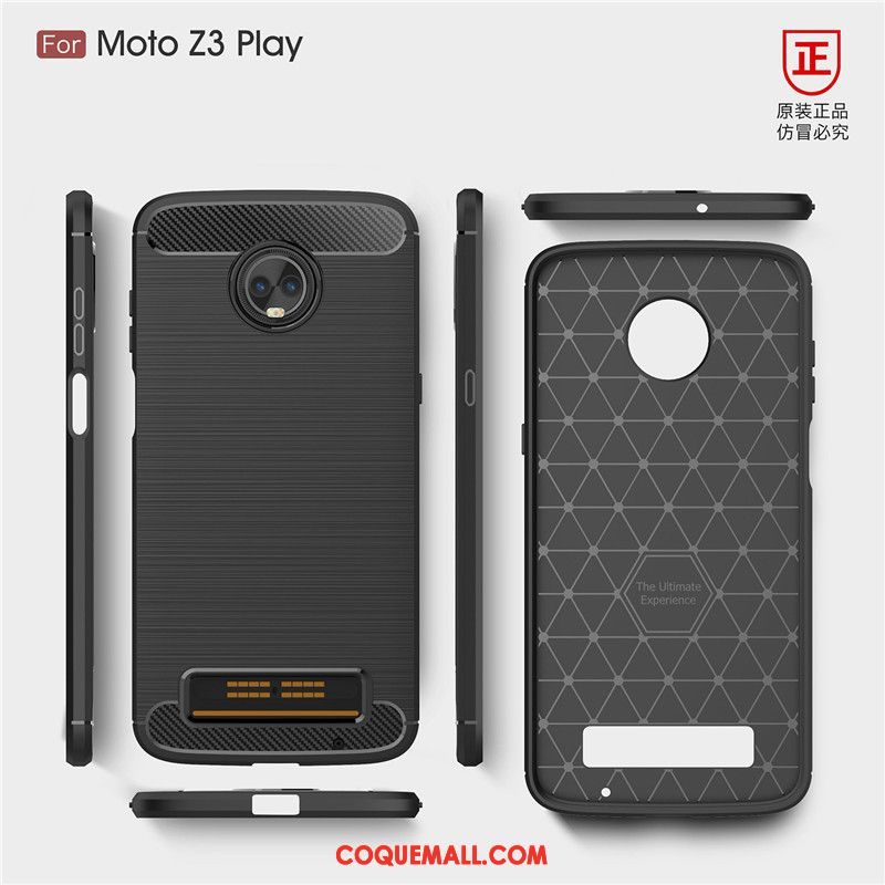 Étui Moto Z3 Play Incassable Fluide Doux Simple, Coque Moto Z3 Play Délavé En Daim Business