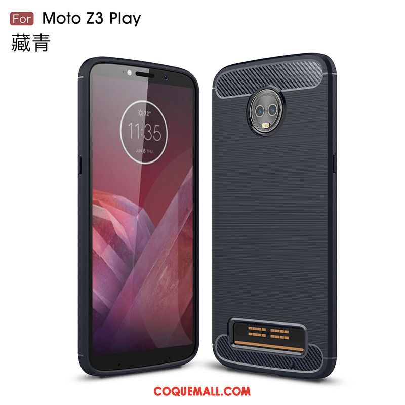 Étui Moto Z3 Play Incassable Modèle Fleurie Bleu, Coque Moto Z3 Play Téléphone Portable Protection