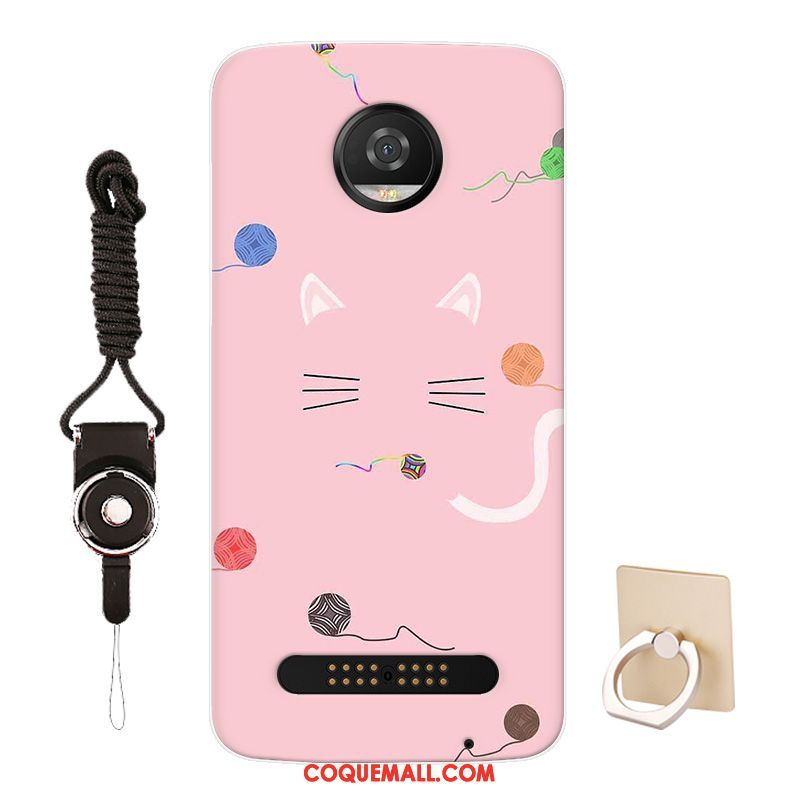 Étui Moto Z3 Play Rose Personnalisé Protection, Coque Moto Z3 Play Fluide Doux Dessin Animé