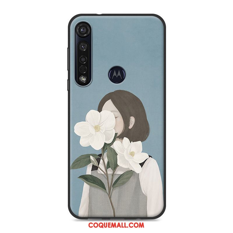 Étui Motorola One Macro Bleu Frais Fluide Doux, Coque Motorola One Macro Art Petit