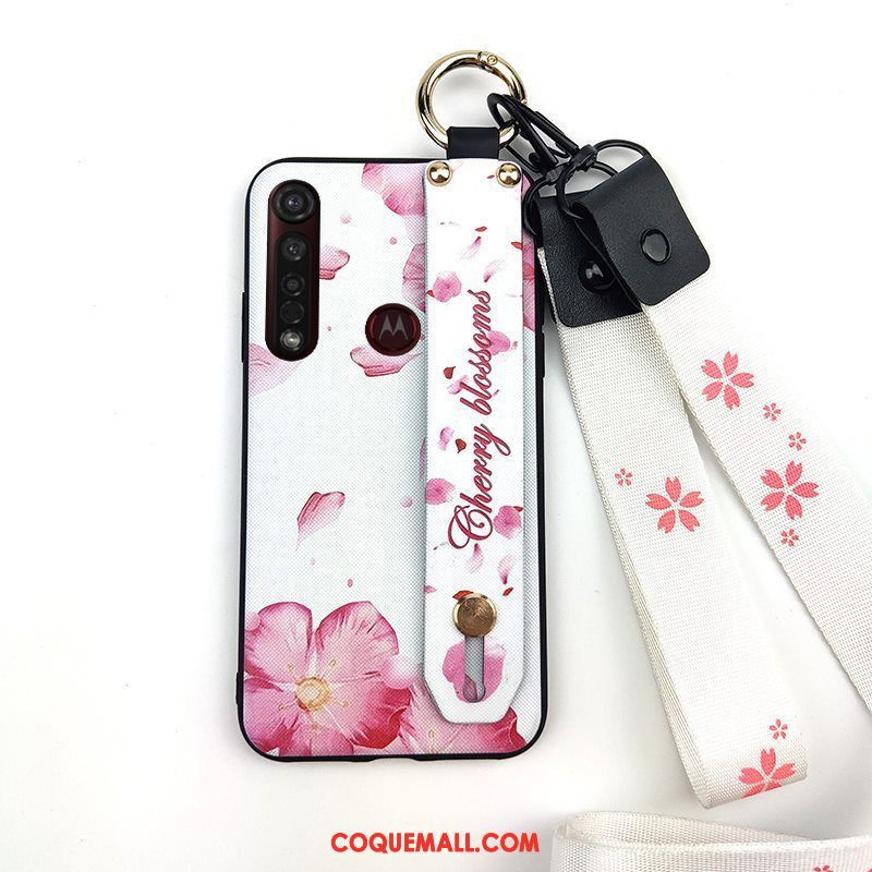 Étui Motorola One Macro Support Rose Fleur, Coque Motorola One Macro Chaud Frais