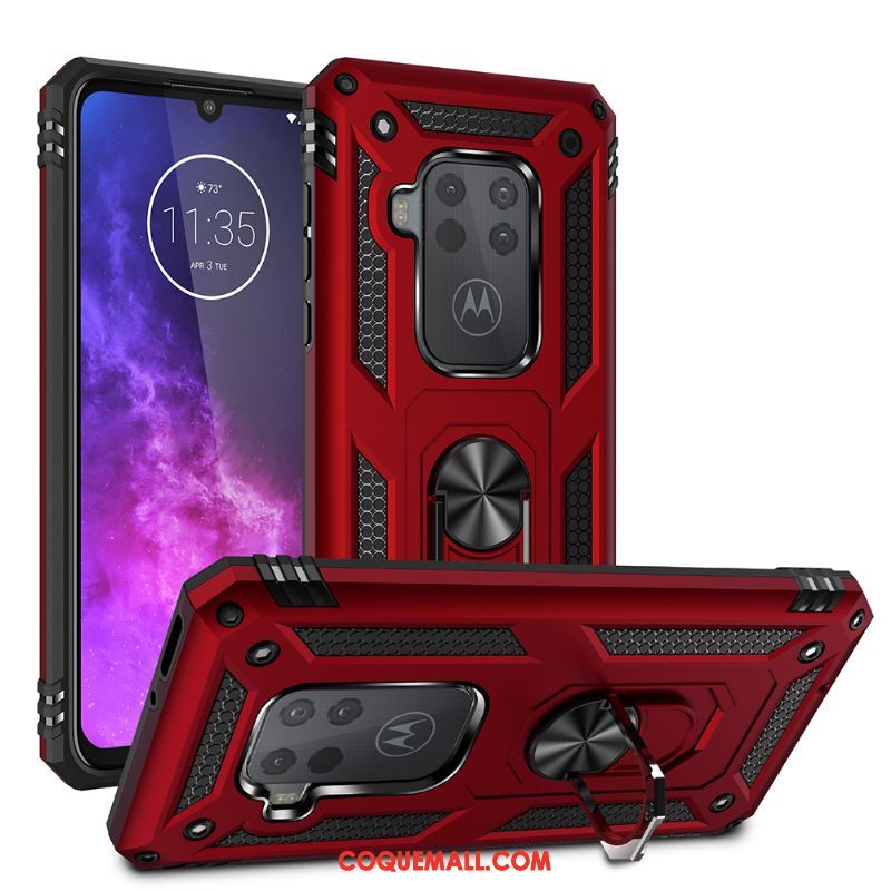 Étui Motorola One Zoom À Bord Rouge Difficile, Coque Motorola One Zoom Support Magnétisme