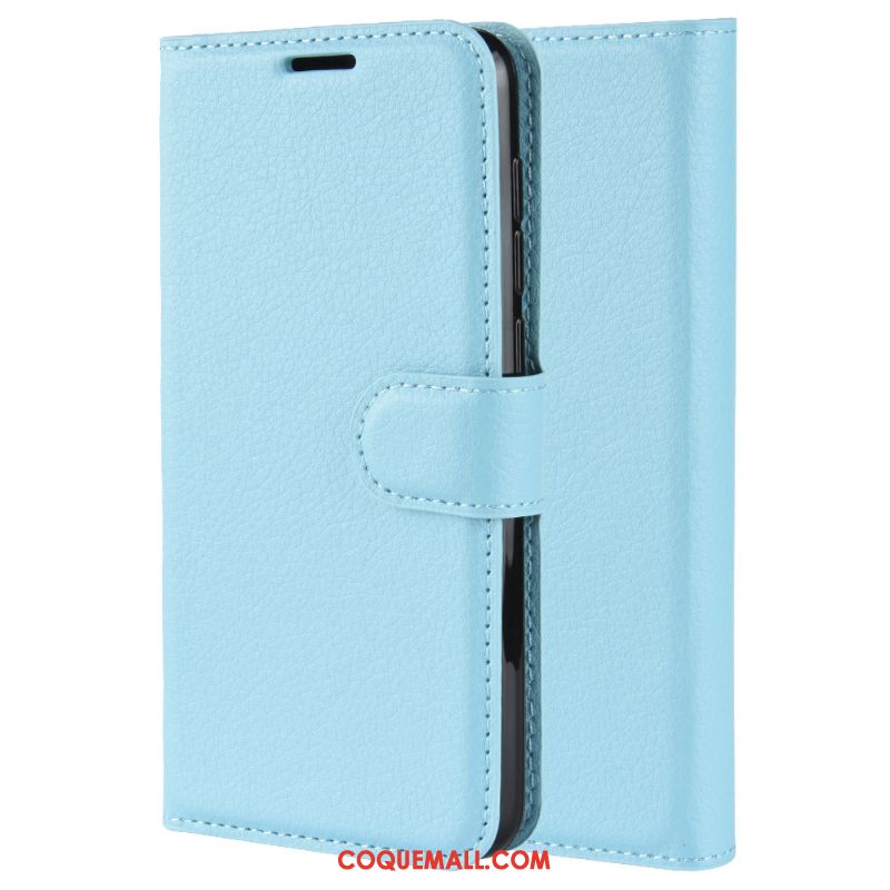 Étui Nokia 1.3 En Cuir Modèle Fleurie Carte, Coque Nokia 1.3 Litchi Bleu