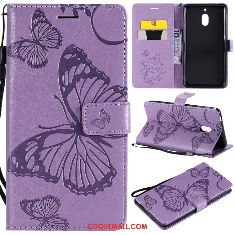 Étui Nokia 2.1 Violet Protection Clamshell, Coque Nokia 2.1 Téléphone Portable En Cuir