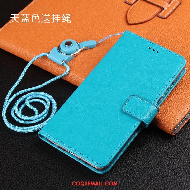 Étui Nokia 3.1 Bordure Étui En Cuir Bleu, Coque Nokia 3.1 Téléphone Portable Protection