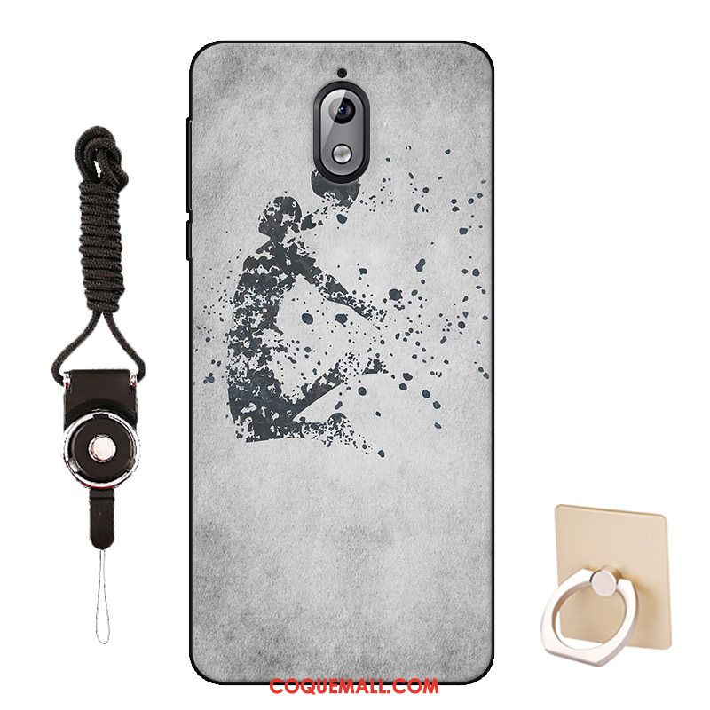 Étui Nokia 3.1 Fluide Doux Protection Noir, Coque Nokia 3.1 Modèle Gris