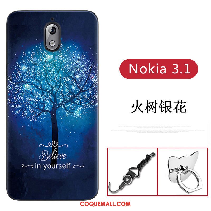 Étui Nokia 3.1 Incassable Fluide Doux Protection, Coque Nokia 3.1 Bleu Personnalité