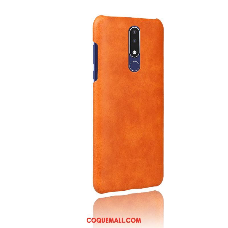 Étui Nokia 3.1 Plus Couleur Unie Protection Téléphone Portable, Coque Nokia 3.1 Plus Cuir Modèle Fleurie Orange