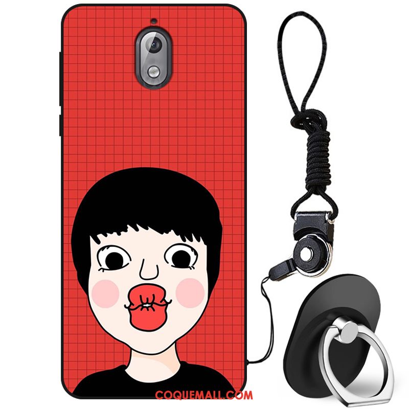 Étui Nokia 3.1 Téléphone Portable Rouge Incassable, Coque Nokia 3.1 Dessin Animé Créatif