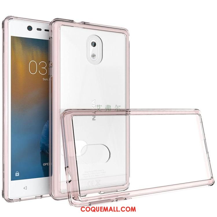 Étui Nokia 3 Incassable Transparent Or Rose, Coque Nokia 3 Fluide Doux Téléphone Portable