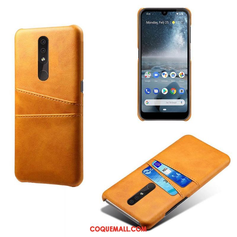 Étui Nokia 4.2 En Cuir Orange Téléphone Portable, Coque Nokia 4.2 Incassable Carte