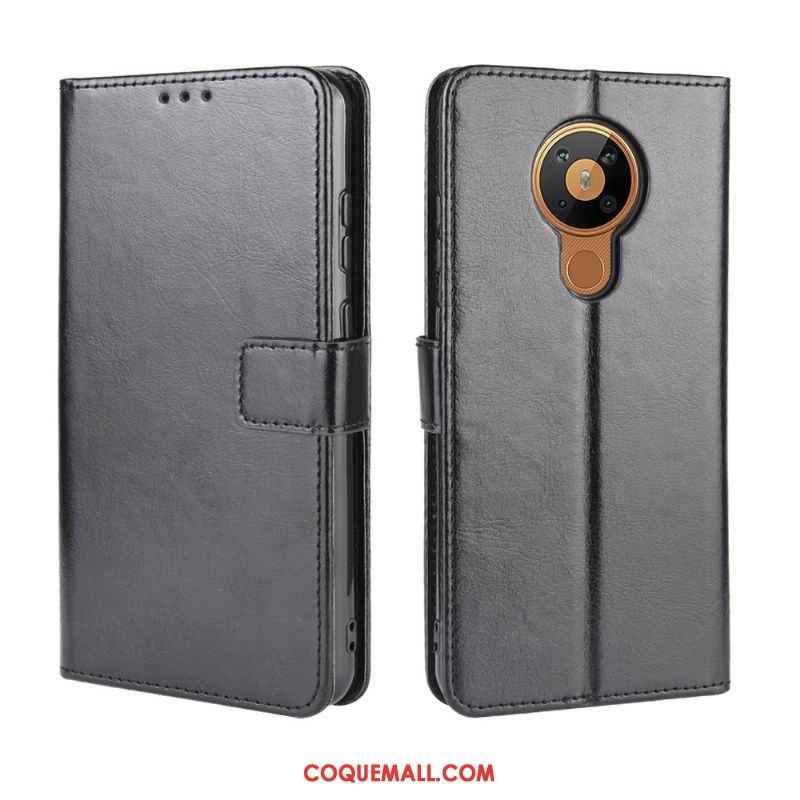 Étui Nokia 5.3 Téléphone Portable Incassable En Cuir, Coque Nokia 5.3 Modèle Fleurie Noir