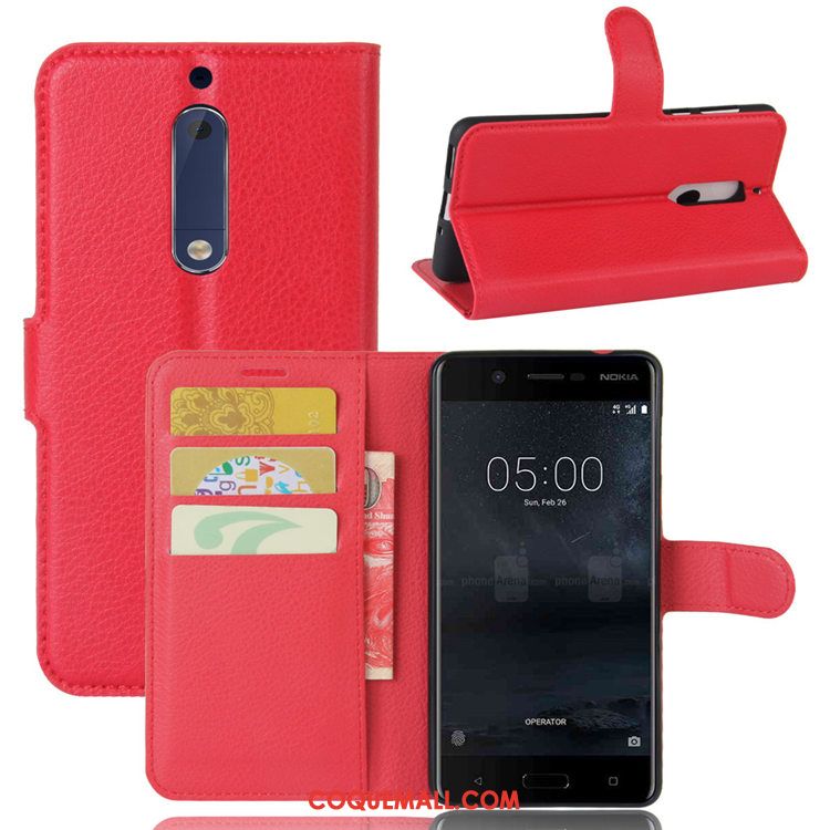 Étui Nokia 5 Protection Support Incassable, Coque Nokia 5 Rouge Téléphone Portable