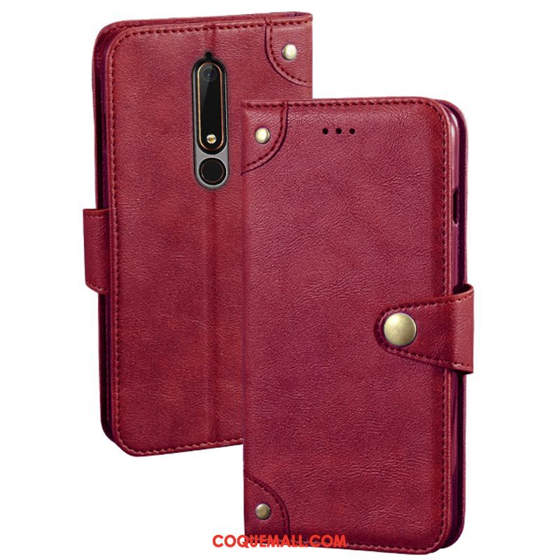 Étui Nokia 6.1 En Cuir Protection Support, Coque Nokia 6.1 Portefeuille Téléphone Portable