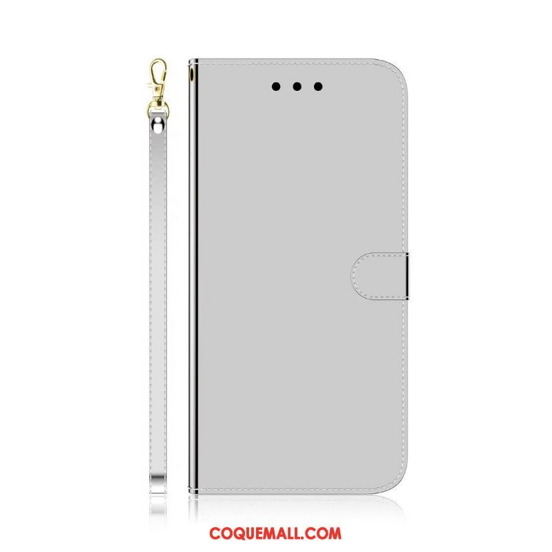 Étui Nokia 6.2 Argent Portefeuille Plier, Coque Nokia 6.2 Miroir Téléphone Portable