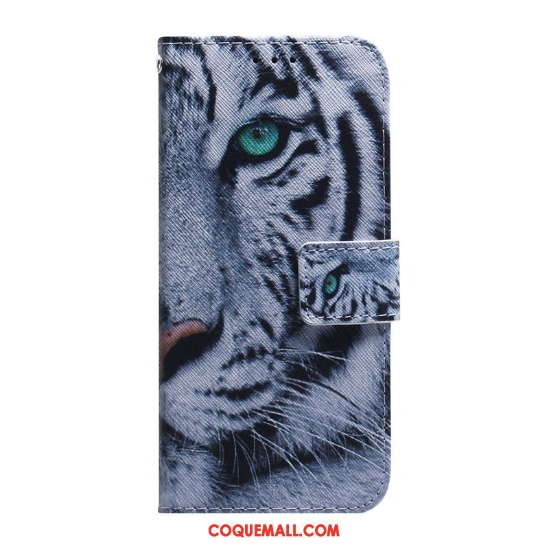 Étui Nokia 6.2 En Cuir Blanc Protection, Coque Nokia 6.2 Téléphone Portable Tigre