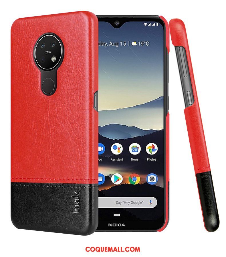 Étui Nokia 6.2 Simple Rouge Protection, Coque Nokia 6.2 En Cuir Cuir