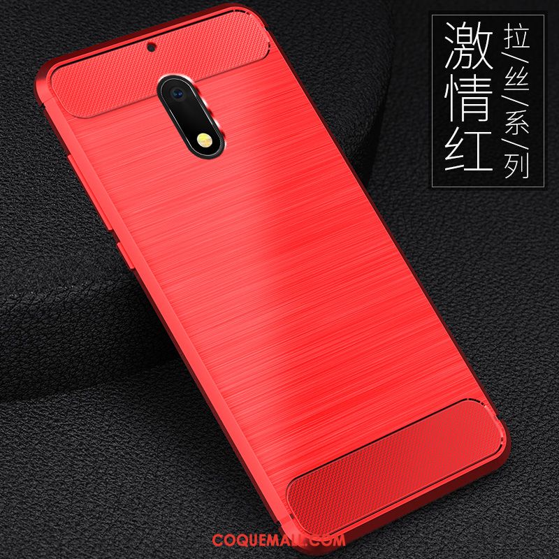 Étui Nokia 6 Délavé En Daim Incassable Tendance, Coque Nokia 6 Rouge Téléphone Portable