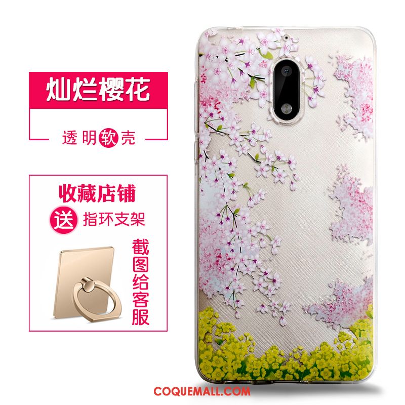 Étui Nokia 6 Gaufrage Transparent Rose, Coque Nokia 6 Fluide Doux Protection