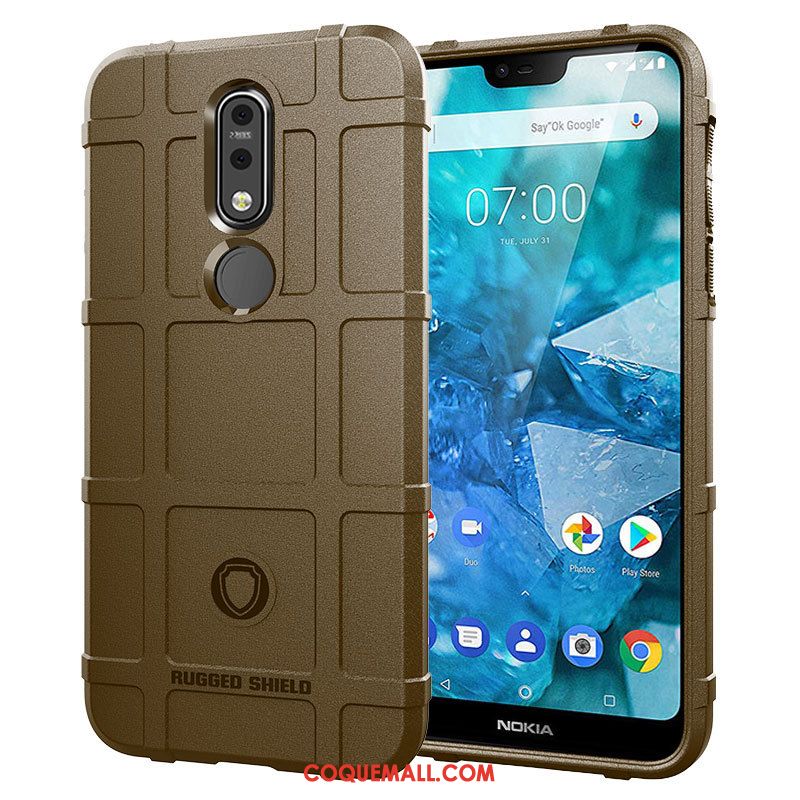 Étui Nokia 7.1 Fluide Doux Silicone Téléphone Portable, Coque Nokia 7.1 Foncé Protection Braun