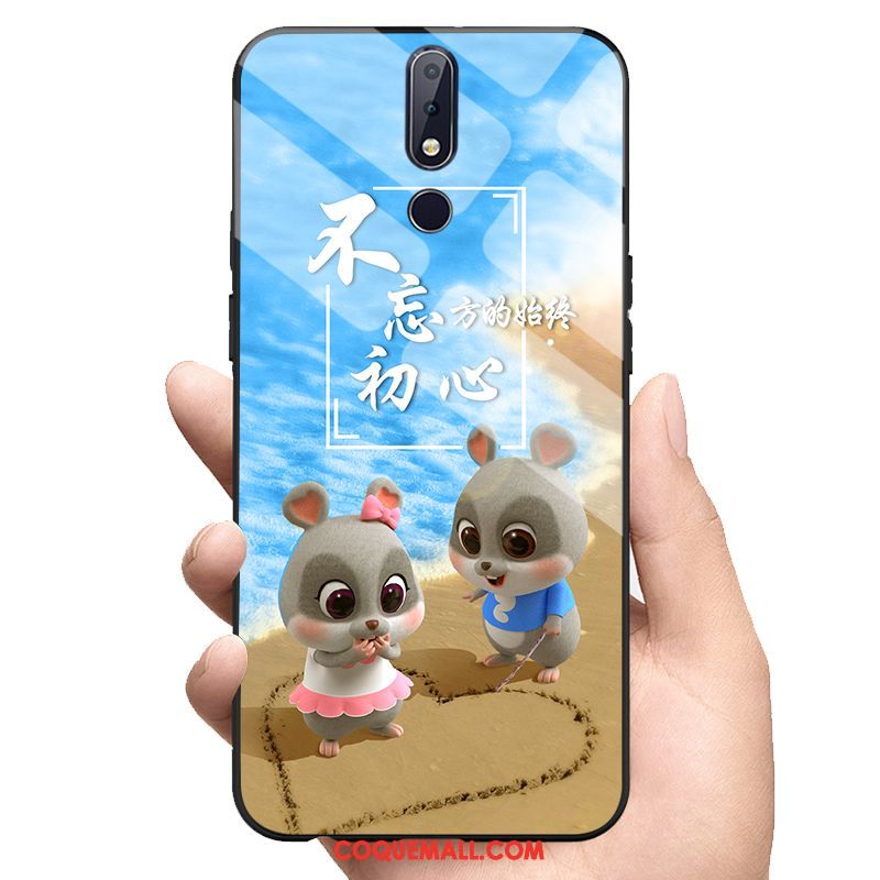 Étui Nokia 7.1 Net Rouge Téléphone Portable Rat, Coque Nokia 7.1 Lumineuses Bleu