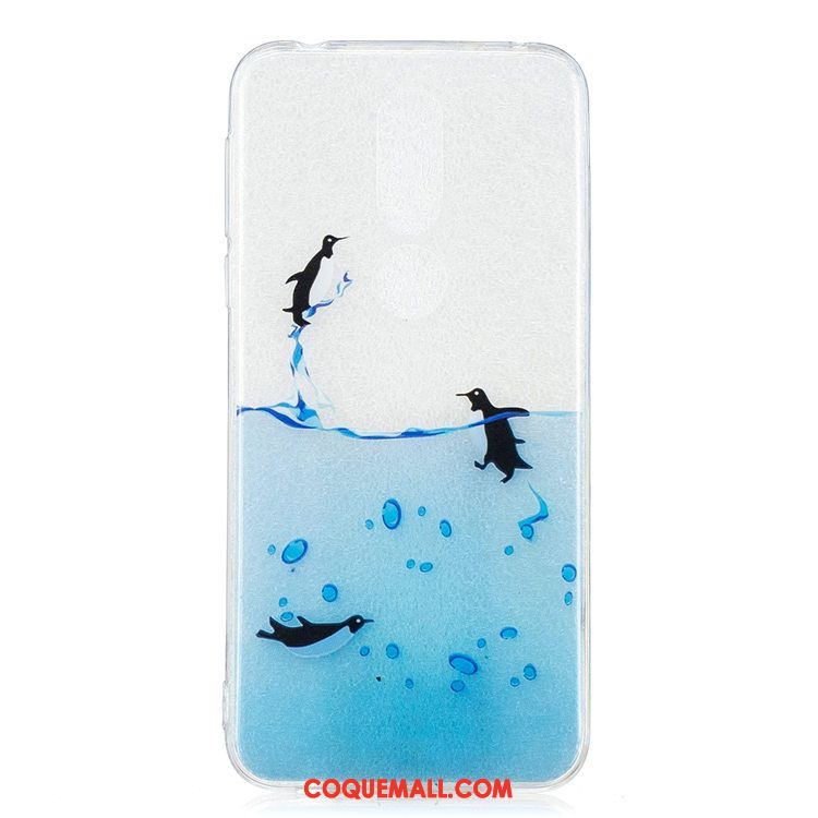 Étui Nokia 7.1 Téléphone Portable Ornements Suspendus Fluide Doux, Coque Nokia 7.1 Dessin Animé Bleu