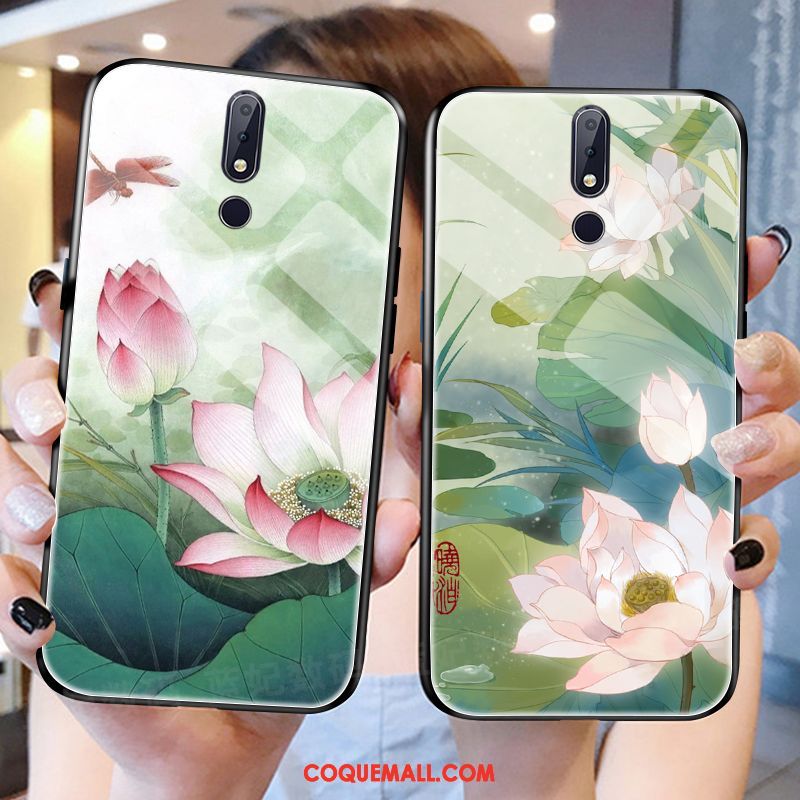 Étui Nokia 7.1 Vent Vert Tendance, Coque Nokia 7.1 Verre Rose