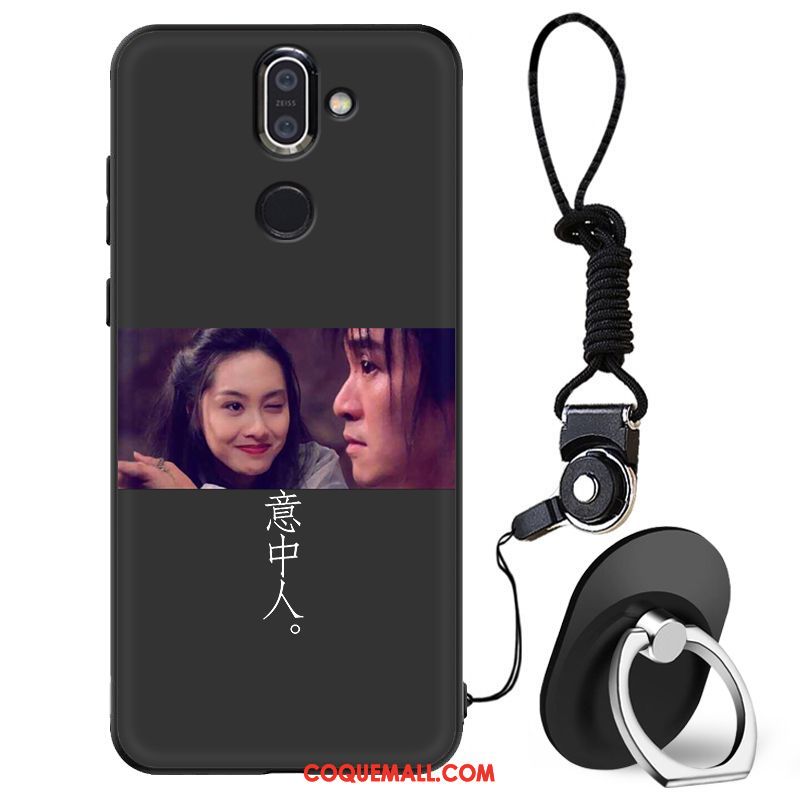 Étui Nokia 7 Plus Amoureux Mode Tendance, Coque Nokia 7 Plus Silicone Noir